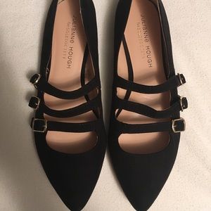 Sole society black 3-strap flats